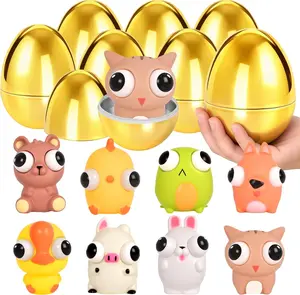 Easter 2026 Gift 8 Pack Jumbo Golden Easter Eggs Fillers with Eye-Pop Fidget Toys, Easter Eggs Basket Stuffers Fillers, Stress Relief Squeeze Toys for Kids Boys Girls Easter Eggs Hunt Party Favors