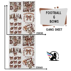Football & Bows | Premade DTF Transfer Gang Sheet For Graphic Tees | Football & Bows