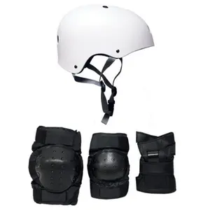 Skateboard Helmet Elbow/Knee/Wrist Pad Combo Skateboarding Skate Park Safety Kit White Helmet Extra Small Pads