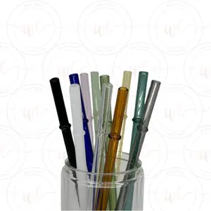 Colored Glass Straws - Fits 12-25oz Cups Straight Designs 11 Colors