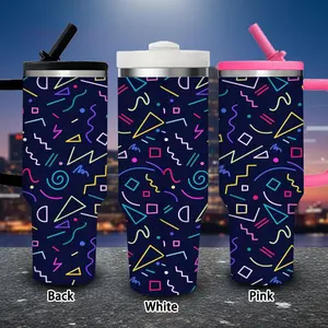 1 pc 40 oz colorful abstract pattern tumbler with lid and straw, winter insulated travel mug, gift for women and men, ideal for Valentine’s Day, Easter, birthday gifts, iced/hot coffee cup
