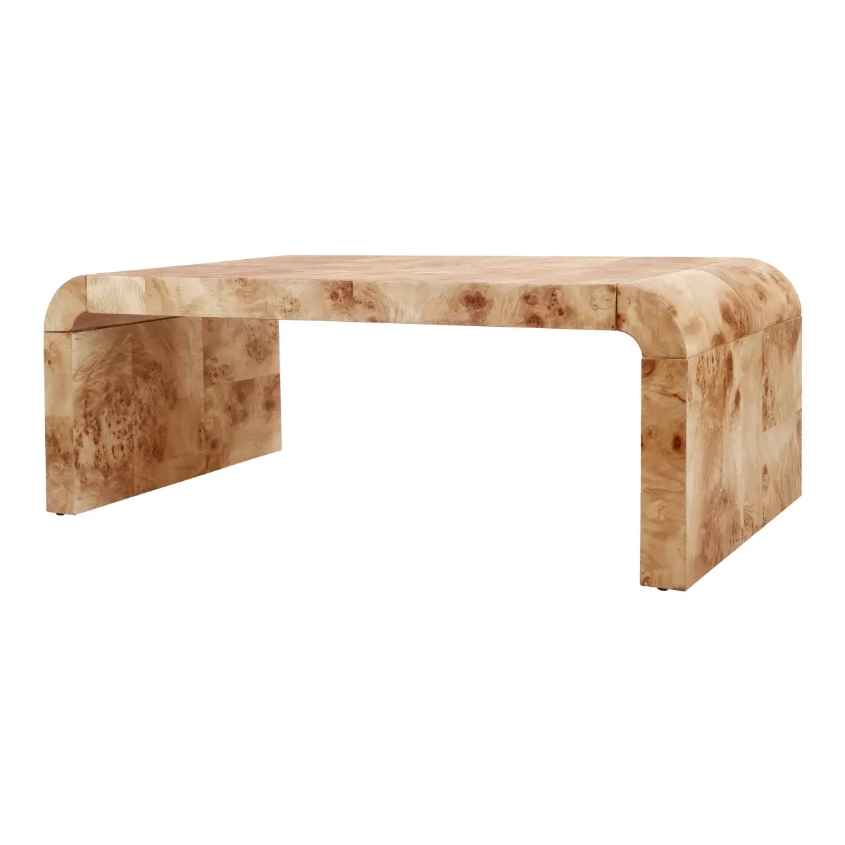 360 Stand Modern Adriel Burl Wood Coffee Table - 45 in, Natural Burl, Unique Grain, Adjustable Glide, Fully Built, Modern Furniture (Model 1270012-NA), Burlwood Coffee Tables, Coffee Table Decor, Minimal Chic