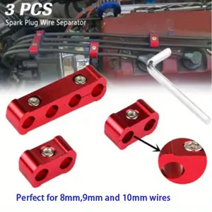 Car modification with three spark plug wire dividers, fixing devices, ignition wire fixing four hole wire clamps, Car Accessory