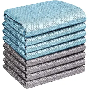 Streak Free Miracle Cleaning Cloths Easy Clean Nanoscale, Pack of 8, 12'' x 16'', Microfiber Polishing Windows Glass Lint Free Rags Stainless Steel Car Kitchen Reusable