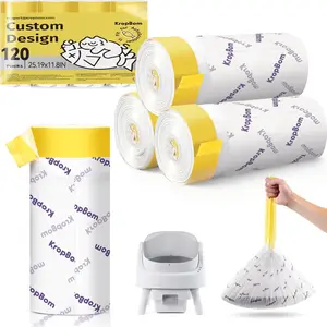 120 Count Automatic Cat Litter Box Liners Compatible with PetPivot AutoScooper 11 and Similar Open Top Self Cleaning Litter Box, Heavy Duty Cat Litter Bags Liners with Drawstring, 25.19" x 11.8"