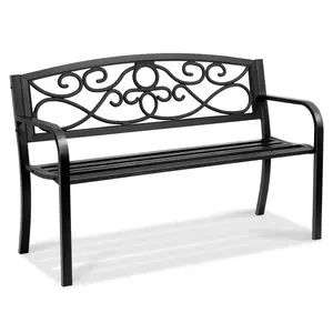 VEVOR Outdoor Bench,  50 inches Metal Garden Bench for Outdoors, 550 lbs Load Capacity Bench, Outdoor Garden Park Bench with Backrest and Armrests, Patio Bench for Garden, Park, Yard, Front Porch