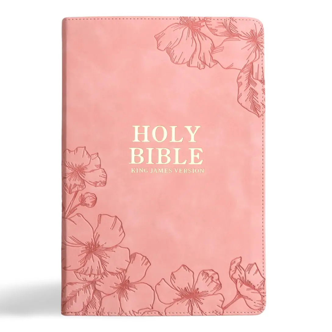 English King James Version (KJV) Holy Bible, Giant Print, Blush Pink LeatherTouch Leather Cover, Cross-References & Concordance, Thumb Index, Ribbon Marker, Red Letter, Full-Color Maps, Easy-to-Read MCM Type, Elegance-Focused for Birthdays, Large Print, G