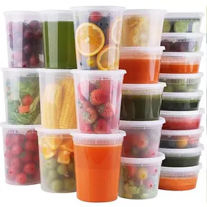 24 pack Soup Cup Bundle – Leak-Proof 8/16/32 oz Containers compartment condiment lid meal on-the-go sauce to-go salad food storage container Kitchen Lunch Box
