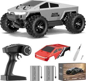 40 KPH High-Speed Cyber RC Car,2.4GHz All-Terrain Off-Road Pickup,1:18 Scale 4X4 RC Truck 2 Batteries + 2 PVC Shells, Birthday Gift for Kids & Adults