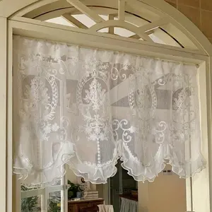 French Style Lace Short Curtain, 1 Count Exquisite Elegant Door Curtain, Home Decoration Curtain, Home Decor for Restaurant, Kitchen, Bathroom, Bedroom, RV