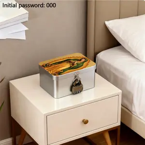 Lockable Iron Storage Box, Metal Password Lock Organizer, Desktop Clutter Sorter, Jewelry ID Holder, Office Supplies, Metal Lock Box