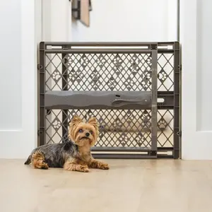 North States Paws Portable Pet Gate: 26-40" Wide. Pressure Mount. No Tools Needed. Made in USA. Dog Gate 23" Tall, Expandable, Durable Dog Gates for Doorways, Fieldstone Gray