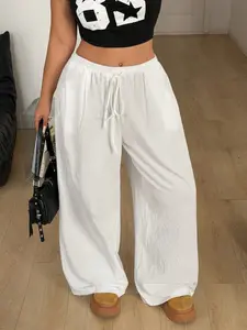 Women's Bohemian Beach Pants, Spring Country Music, Casual Linen Drawstring Waist, Long Regular Fit, All Seasons Fashion Bohemian Boho Trousers