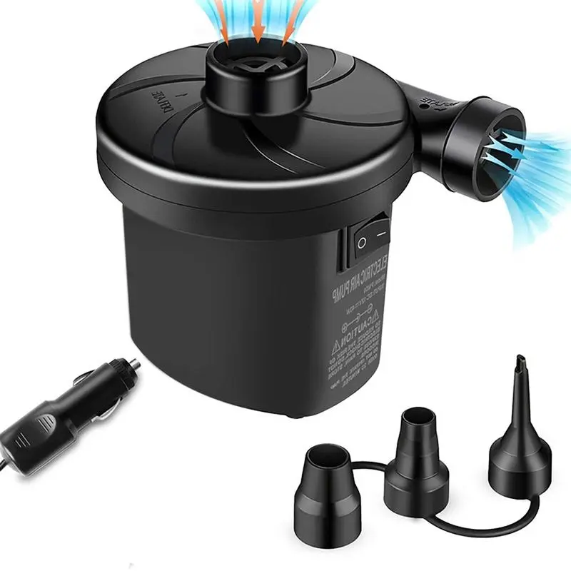 12V Portable Electric Air Pump (AC 110-240V/DC 12V, 170L/min Airflow, Car Power Adapter) - Easy-to-Use Inflator for Inflatables, Air Mattresses, Pools