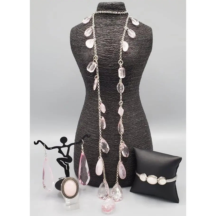 "GLOW And Steady Wins The Race" Light Pink Jewelry Set