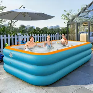 Inflatable Swimming Pool, Rectangular Inflatable Swimming Pool, Easy To Inflate Swimming Pool for Backyard Fun and Summer Entertainment