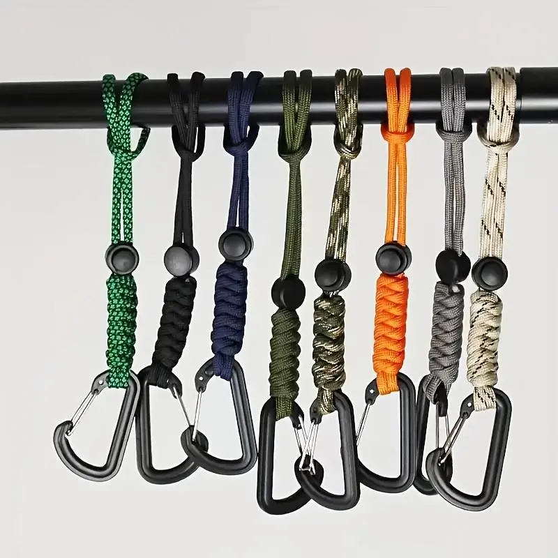 1/2/3counts Paracord Keychain, Anti-lost Rope, Backpack Anti-lost Rope, Outdoor Emergency Key Rope, Hook Carabiner For Leash, Sports & Outdoor Accessories