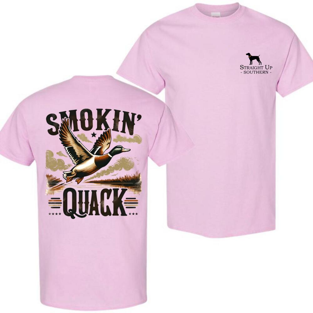 Smokin Quack Menswear Graphic T-Shirt – Short Sleeve Crew Neck, Regular Fit, Casual Comfy Knitting Top for Summer Hunting Outfits, Shortsleeve