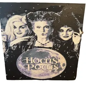 Hocus Pocus 3D Print with a Tint of Purple Featuring Iconic Characters and Spell-Casting Scene Design