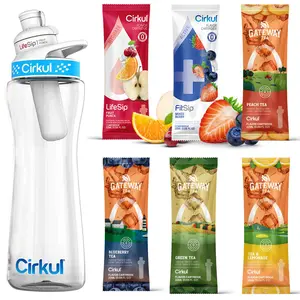 Cirkul 22oz Plastic Water Bottle & 6 Flavor Cartridges (Fruit Punch - Mixed Berry - 4 Random Gateway Tea  Flavor)