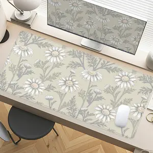 Daisy Pattern Vintage Mouse Pads Extra Large Computer Desk Top Mat Mouse Pad for Laptop Mouse Desk Pad Desk Mats Desk Accessories with Non - Slip Rubber Base Stitched Edge for Home and Office
