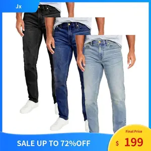 Men's 3-Pack Flex Stretch Slim Straight Jeans with 5 Pockets Denim Fabric Menswear
