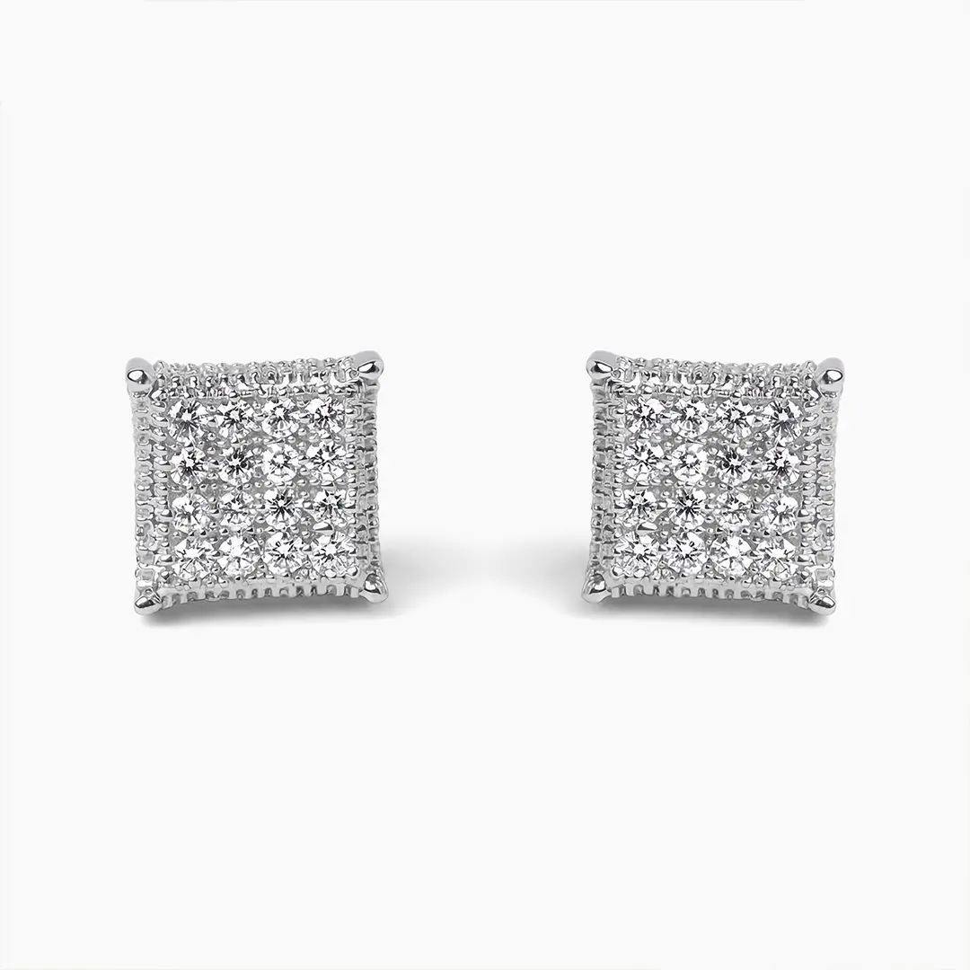#2   |  0.16 CTW Square Cluster Lab Diamond Stud Earrings set in 925 Sterling Silver