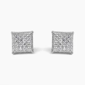 #2   |  0.16 CTW Square Cluster Lab Diamond Stud Earrings set in 925 Sterling Silver
