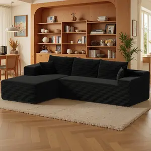 Modern Sectional Couch L-Shape Modular Sofa One-piece Foam Corduroy Plush Soft summervibes