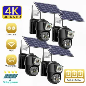 Solar Security Camera 8MP Dual Lens 4K 5G/2.4G Wireless 355° Pan/Tilt Night Vision Two-Way Audio PIR Motion Detection Smart Alarms IP65 Waterproof
