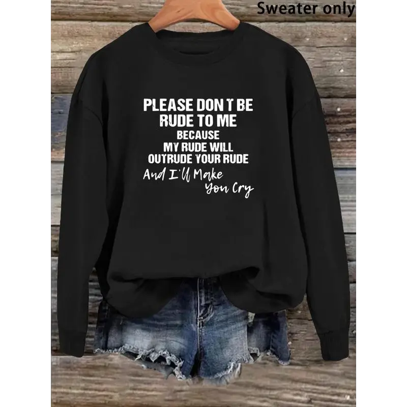Women's Letter Print Drop Shoulder Sweatshirt, Casual Long-sleeve  Pullover for Fall & Winter, Fashion Women's Clothes for Daily Wear