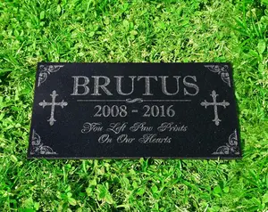 Cross with Quote | Memorial Stone - Custom Engraved Black Granite Outdoor Waterproof