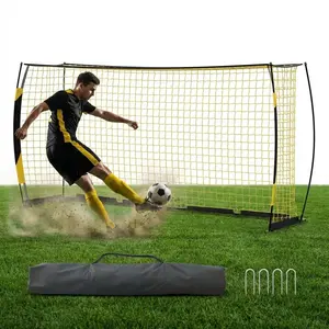 12x6 FT Soccer Goal, Portable Soccer Net with Foldable Metal Base, Quick Setup, Includes 4 U-Shaped Ground Pegs and Storage Bag, for Indoor and Outdoor Practice