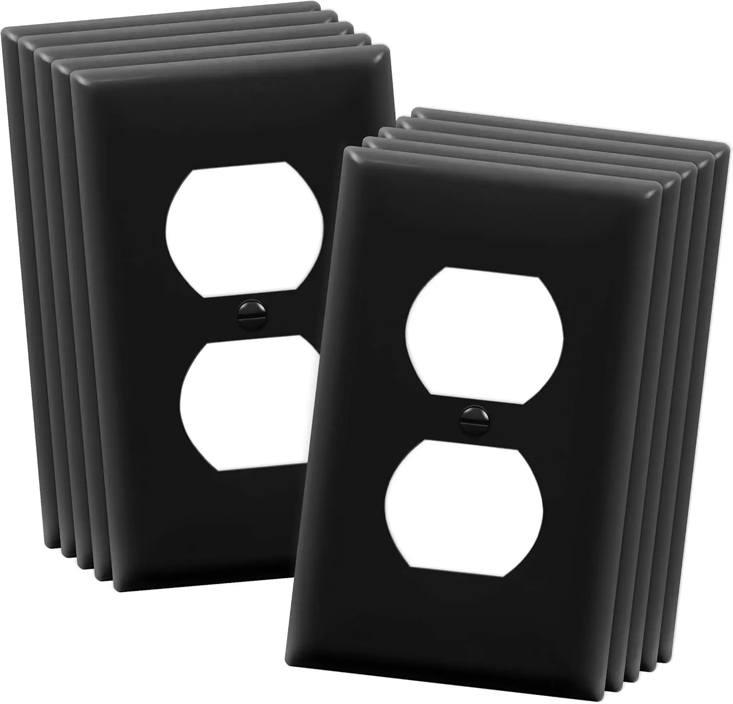 Duplex Receptacle Outlet Wall Plate, Size 1-Gang 4.50" x 2.76", Unbreakable Polycarbonate Thermoplastic, UL Listed, 8821-BK-10PCS, Black (10 Pack)