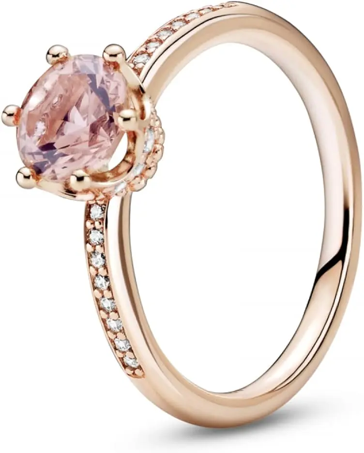 PANDORA Pink Sparkling Crown Solitaire Ring 188289C01-60, Royalty, Cubic Zirconia, Glamorous, Crown Shape, Glamorous Look