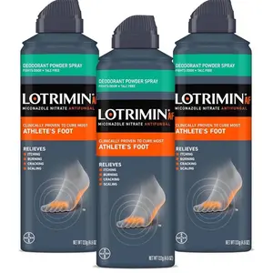 Lotrimin Medicated Deodorant Powder Spray with Miconazole Nitrate 2%, 4.6 oz (Pack of 3) Moisture Fragrance Daily Body Care