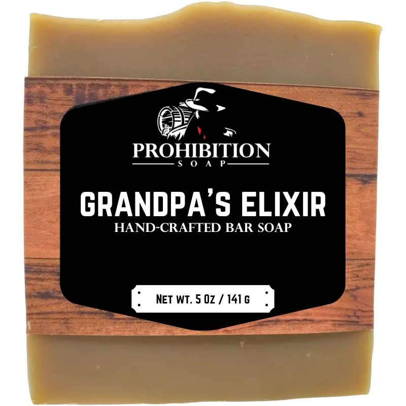 Grandpa's Elixir Organic Handmade Bar Soap - Coconut, Shea Butter, Olive Oil, Sugar - Hydrating Fragranced Body Cleanser with Whiskey-Butterscotch Scent for Men, Fragrance, Body Care, Whiskey And Butterscotch Aroma, Single Item, Fragrance Oil