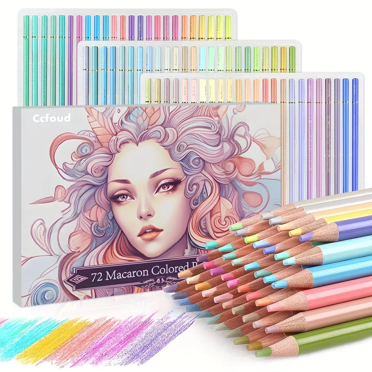 Ccfoud 72 Macaron Pastel Assorted Aesthetic Colored Pencils Set, Soft Core for Adults' Art Drawing, Coloring Books, Blending, Shading, Sketching, Assorted Pencils, Aesthetic Pencils