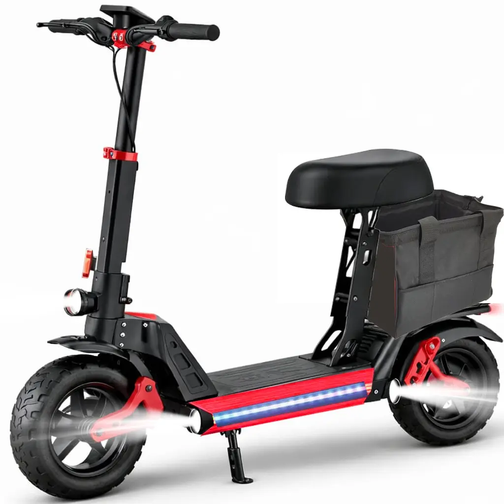 Peak 1200W Motor Electric Scooter Off Road with seat for Adult, 48V 18AH Folding Scooters Up to 34MPH & 30-35Miles Range,10" Tire E-Scooter with Dual Suspension &Turn Signals for Commuter Outdoor