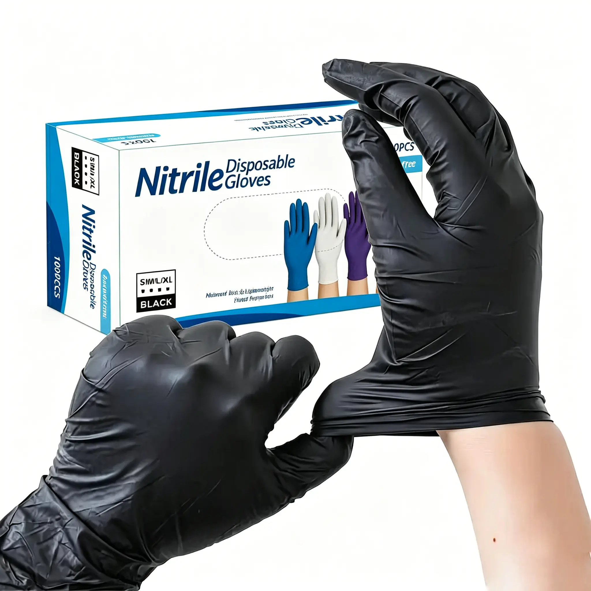 Heavy Duty Black Nitrile Gloves, 100 Count Disposable Gloves, Latex Free & Powder Heavy Duty Black Nitrile Gloves, 100 Count Disposable Gloves, Latex Free & Powder
