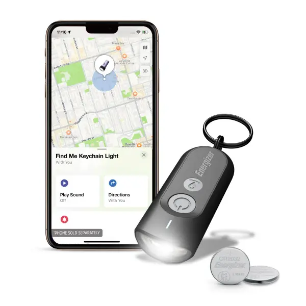 Energizer Find Me Keychain Light, LED Keychain with Apple Find My, Key Finder, Portable Battery Powered Light, Locate Your Keys Instantly