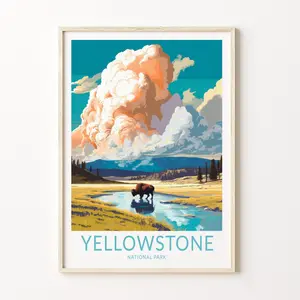 Yellowstone National Park Print Wall Art, Yellowstone Wyoming Poster, National Park Wall Art, Yellowstone Travel Print