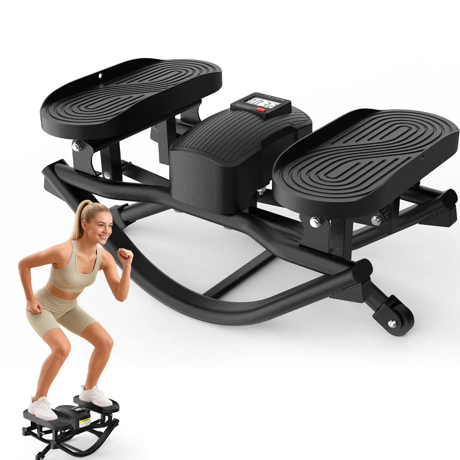 HOTWAVE Rocking Stepper Leg, Glute, and Core Trainer — 3D Rocking Glute Workout,350 lb Weight Capacity, No-Assembly Required Cardio Stepper, Indoor Fitness Equipment Summerwins backtoschool