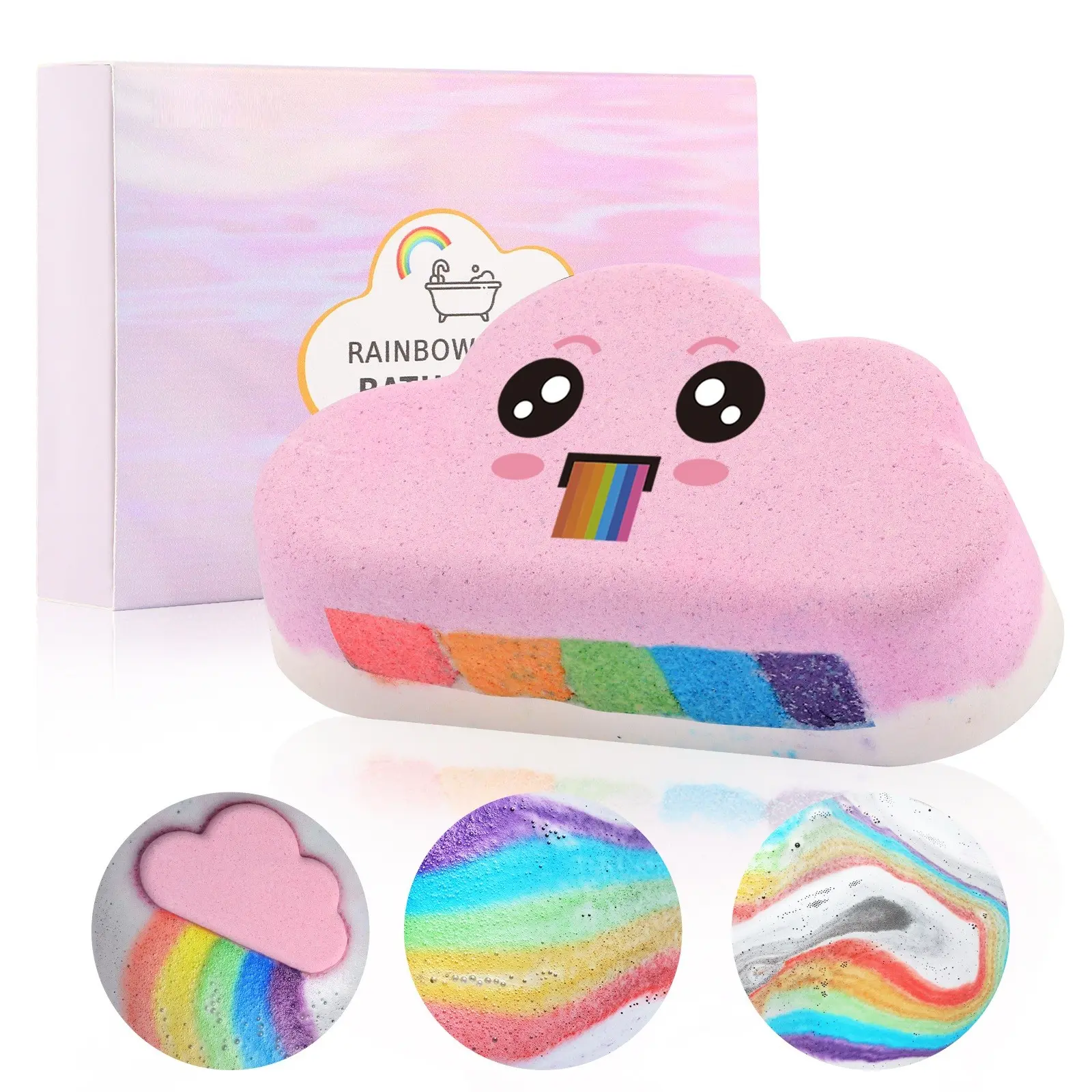 Rainbow Bath Bombs for Kids, 1PC Kid Bath Bombs, Gifts for Kids Teens Girls Toddlers, Natural Kid Bubble Bath Fizzy, Bath Bubbles, Body Care, Bath Products, Bath Essentials