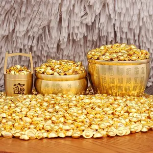 Brass Cylinder, Brass Barrel, Brass Basin. Chinese Mini Ingot Suitable for Shops, Home Lucky Ornaments Decor [58 Pieces] Free Bucket Of Gold