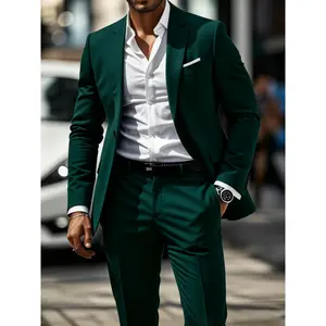 Men'S High-End Two-Piece Set, Gun Flap Lapel Suit Jacket + Pants for Formal Wear, Wedding, Work Attire, Holiday Gift, Wedding Attire, Wedding Outfit, business casual outfits suits work christmas party outfits