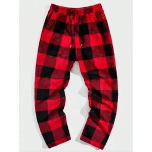 2025 New StyleMen's Plaid Print Drawstring Waist Flannel Sweatpants, Regular Fit Casual Comfortable Trousers for Fall & Winter in Multicolor