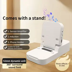 Foldable Wireless Induction Bluetooth Speaker Stand - Adjustable Desktop Mobile Phone & Tablet Holder, Compatible with All iPhone & Pad Models, Mobile Accessories for Cellphone & Electronic Devices