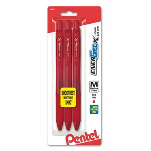 EnerGel-X Gel Ink Pen 3-Pack - Medium Line, Metal Tip, Smooth-Writing Office Stationery