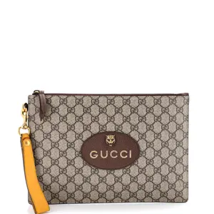 Pre-owned GUCCI Canvas Coated Clutches & Wristlets Neo Vintage Wristlet Pouch GG Coated Canvas by Rebag